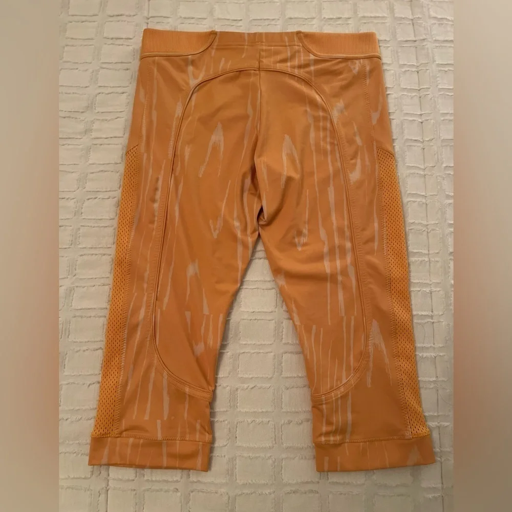 Adidas × Stella Mccartney Orange & Cream Cropped Leggings Woman’s Size Small - Picture 2 of 9